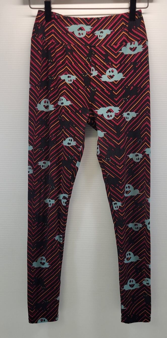 M6) LulaRoe Woman Halloween Spooky Cat Ghost Holiday Leggings Adult One Size